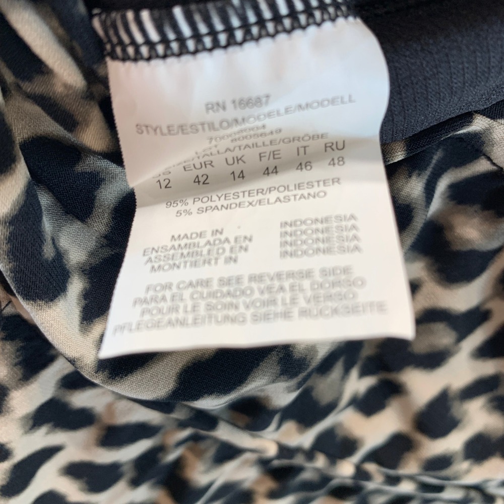 Swim Solutions Womens Leopard Print Square Neck Swimdress Black Tan 12 8005649 - Picture 5 of 9
